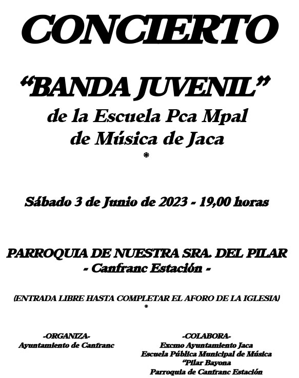 Concierto Banda Juvenil de la Escuela Pública Municipal de Música de Jaca. 