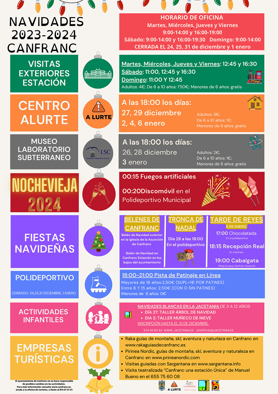 Agenda Navidades 2023-2024 en Canfranc