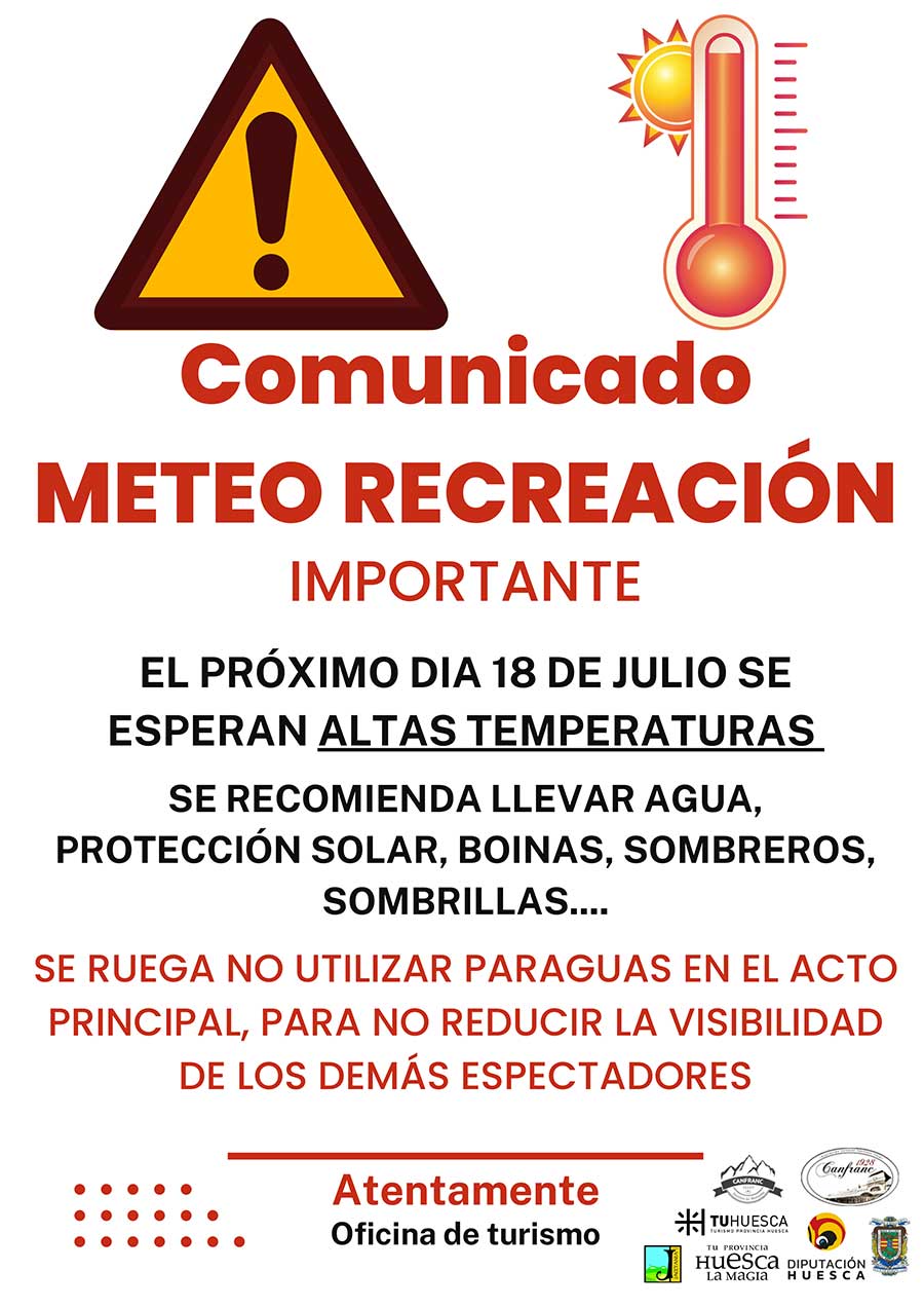 Comunicado METEO RECREACIÓN IMPORTANTE