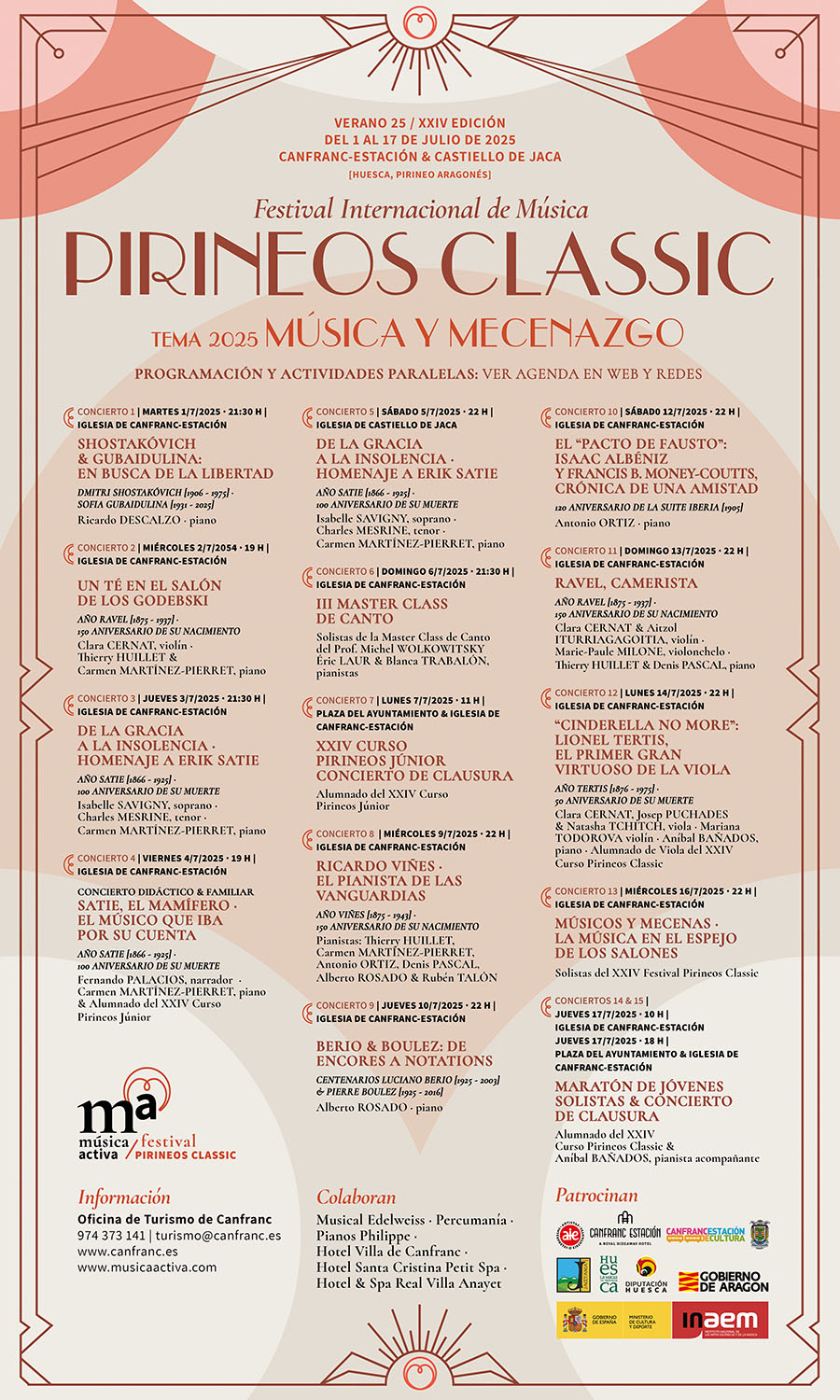 XXIV Edición del Festival Internacional de Música "Pirineos Classic"  2025  bajo la temática " Música y Mecenazgo" 