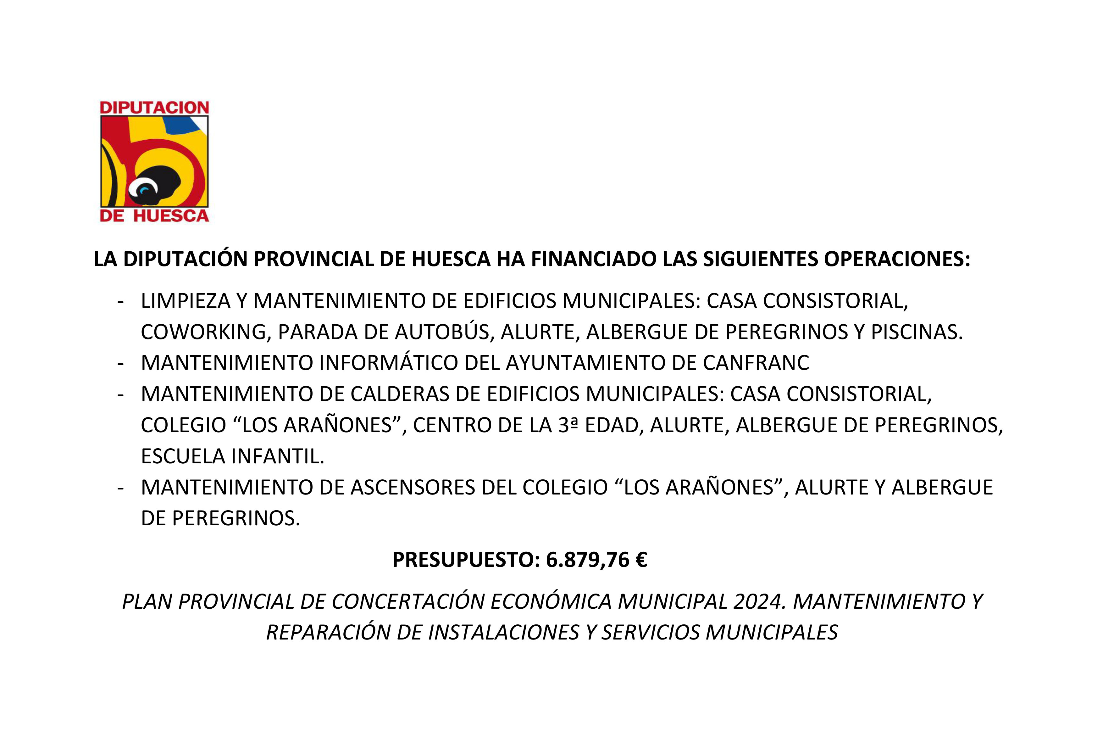 PLAN PROVINCIAL DE CONCERTACIÓN ECONÓMICA MUNICIPAL 2024. MANTENIMIENTO Y REPARACIÓN DE INSTALACIONES Y SERVICIOS MUNICIPALES