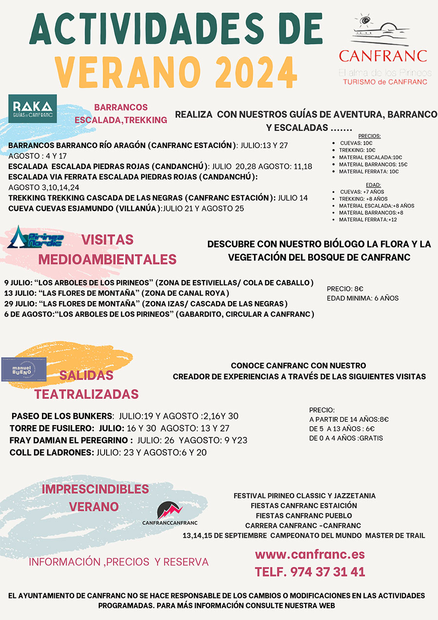 Actividades VERANO 2024 en Canfranc