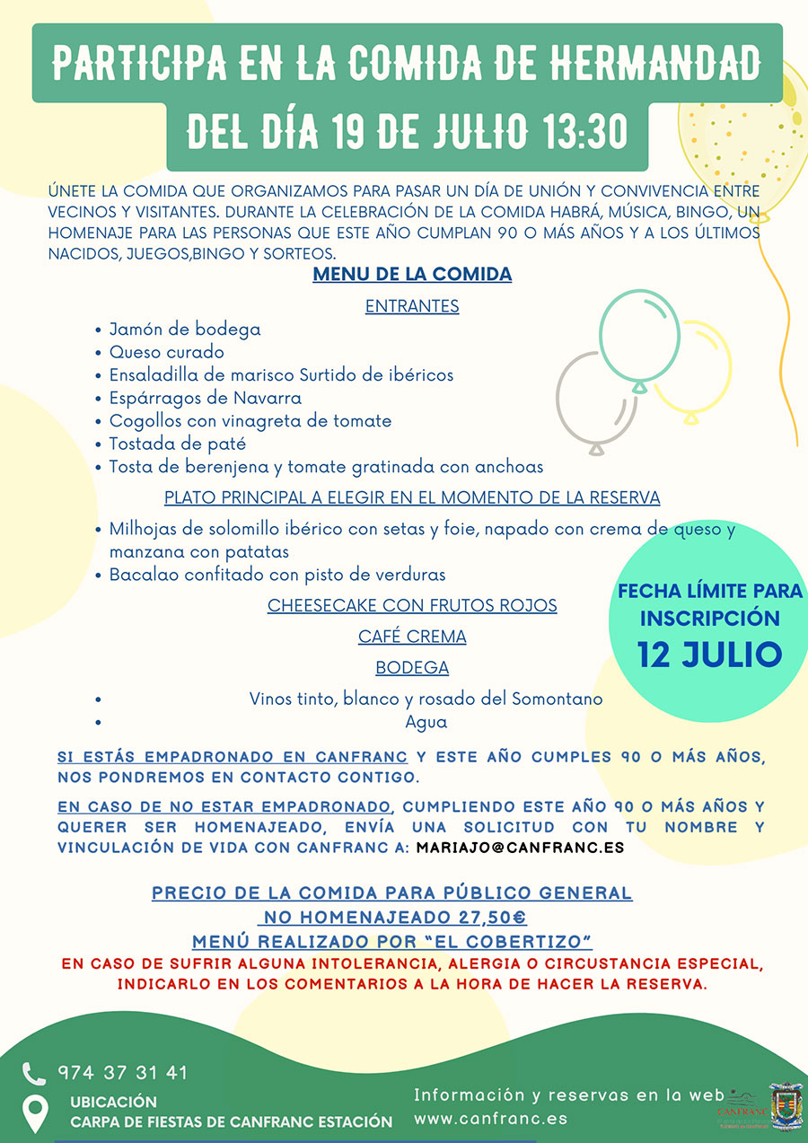 Menú ADULTOS  Comida de Hermandad 