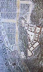 Antiguo plano del castillo de Canfranc con la torre medieval y ampliaci�n del s. XVIII