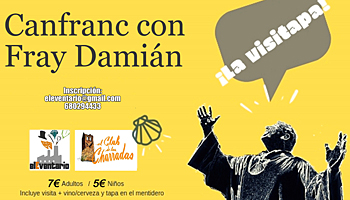 Vista teatralizada a Canfranc Pueblo con Fray Damin